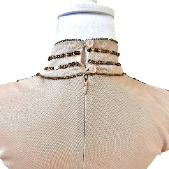 Beaded Embellished Nude Sequin Indie Dress Coquette Size 4 - Picture 10 of 15